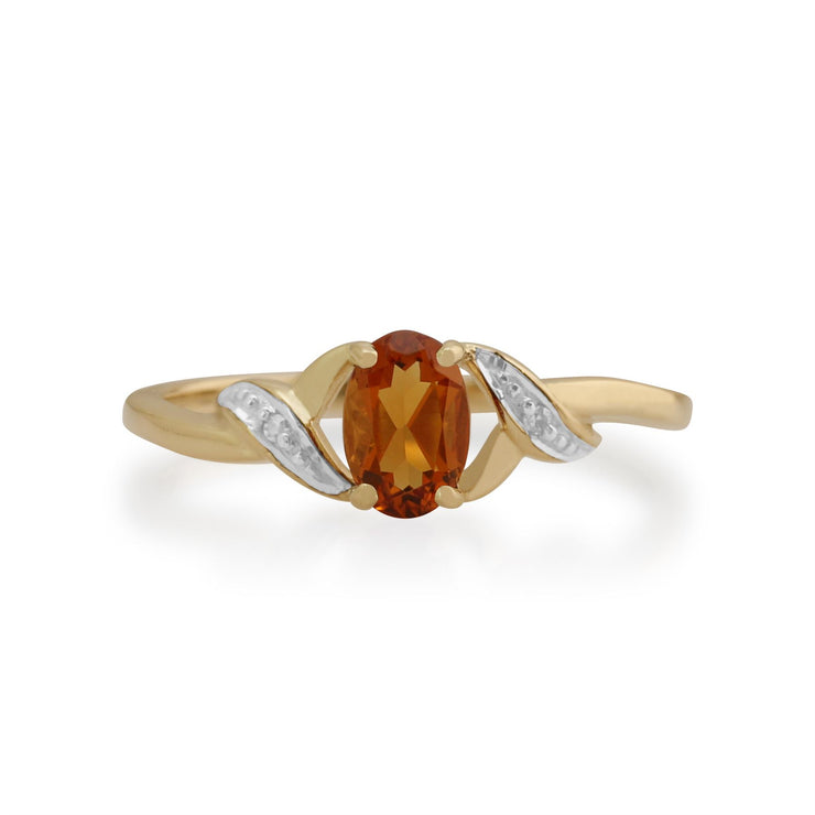 Gemondo Citrine Bague, 9ct Or Jaune 0.40ct Citrine & Bague Diamant