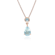 Pendentif Classique Or Rose 375 Topaze Bleue Poire