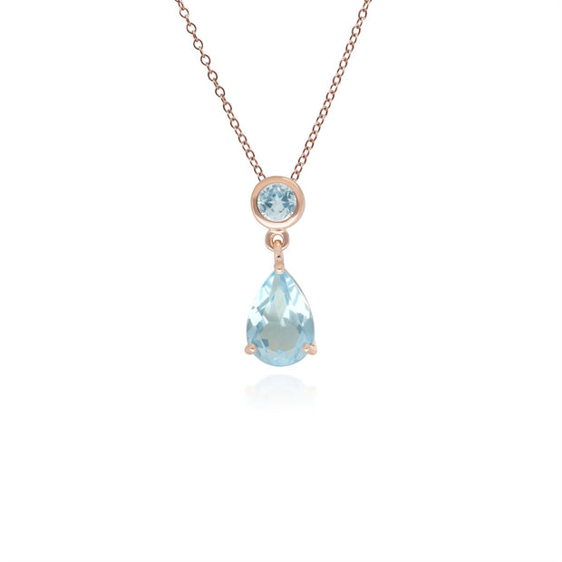 Pendentif Classique Or Rose 375 Topaze Bleue Poire