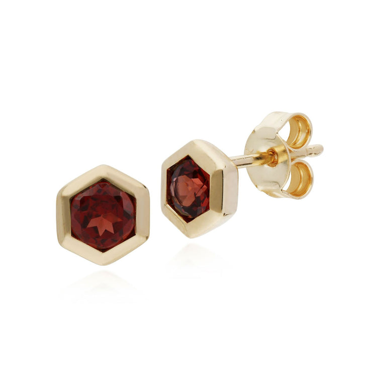 Grenade Boucles D'Oreilles, 9 CT or Jaune Grenade Hexagone Boucles D'Oreilles