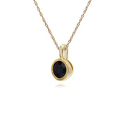 Saphir Collier, 9 CT or Jaune Saphir Pierre Unique Rond Milgrain Pendentif sur 45cm Chaîne