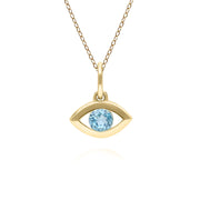 ECFEW™ Pendentif Evil Eye Délicat Topaze Bleu en Or Jaune 375