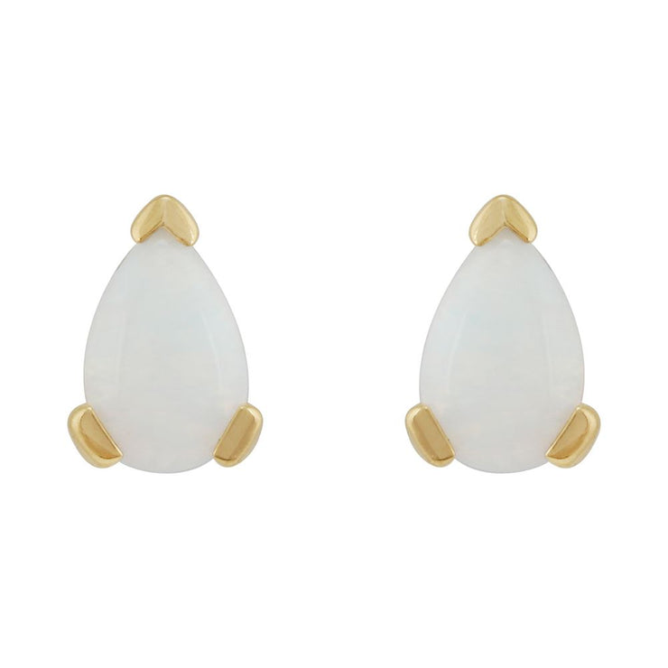Boucles d'Oreilles Clou Classique Or Jaune 375 Opale Poire