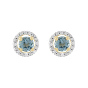 Boucles d'Oreilles Clou Citrine Classique Or Jaune 375 et Ear-Jacket Rond Diamant