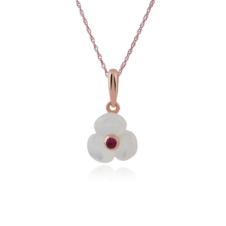 Bracelet et Boucles d'Oreilles Clou Marguerite Floral Argent 925 Plaqué Or Rose Rubis et Nacre