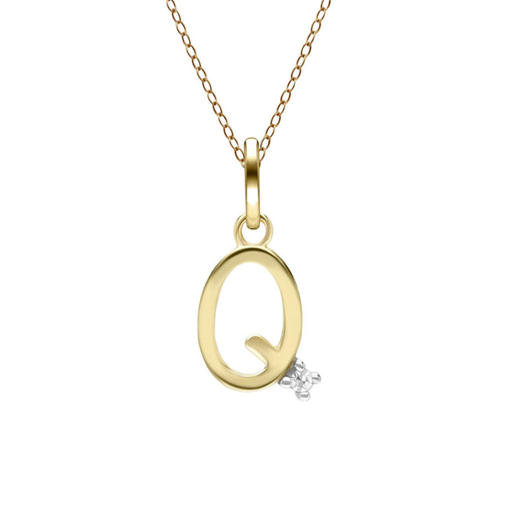 Pendentif Initiale Or Jaune 375 et Diamant