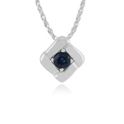 Pendentif Croisé Carré Classique Argent 925 Saphir