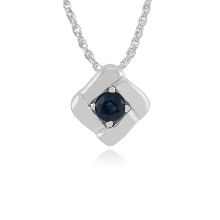 Pendentif Croisé Carré Classique Argent 925 Saphir