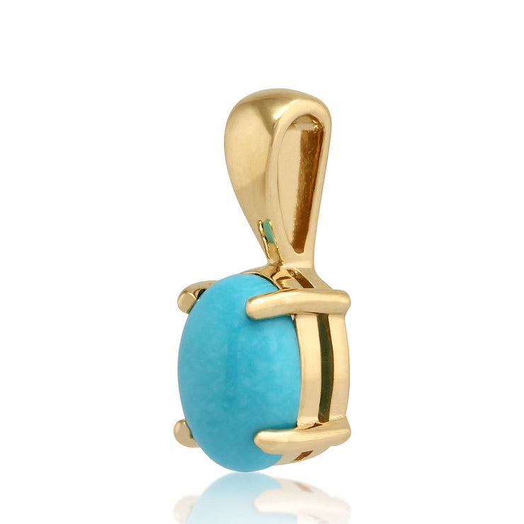 Pendentif Classique Or Jaune 375 Turquoise Ovale