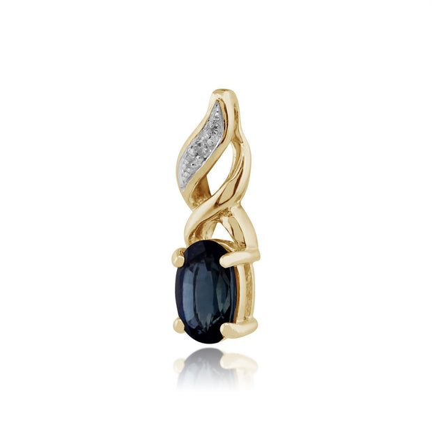 Pendentif Classique Or Jaune 375 Saphir et Diamant Oval