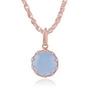Calo' Bleu Jade Pastel Collier en 9ct Plaqué Or Rose Argent Sterling