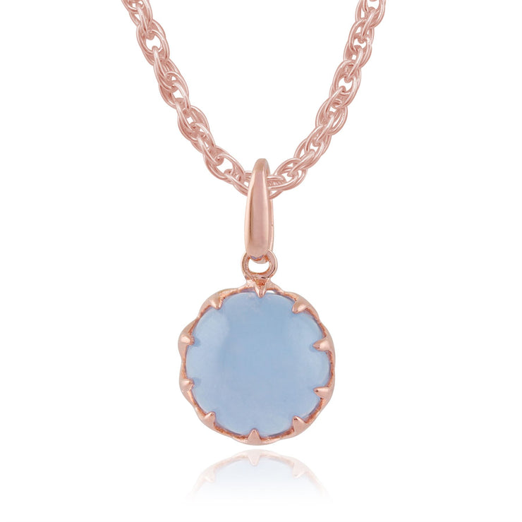 Calo' Bleu Jade Pastel Collier en 9ct Plaqué Or Rose Argent Sterling