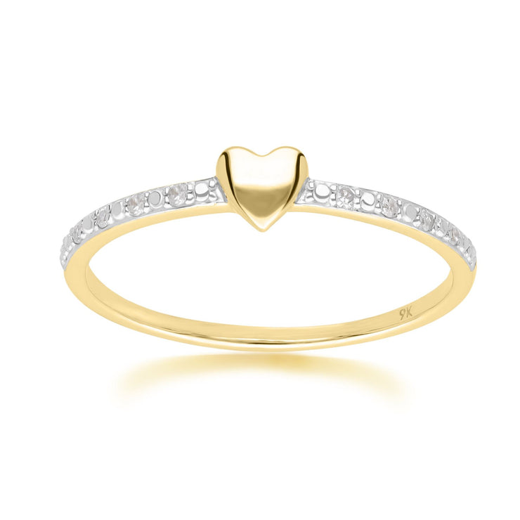 Bague Délicate Cœur Love en Or Jaune 375 avec Diamant