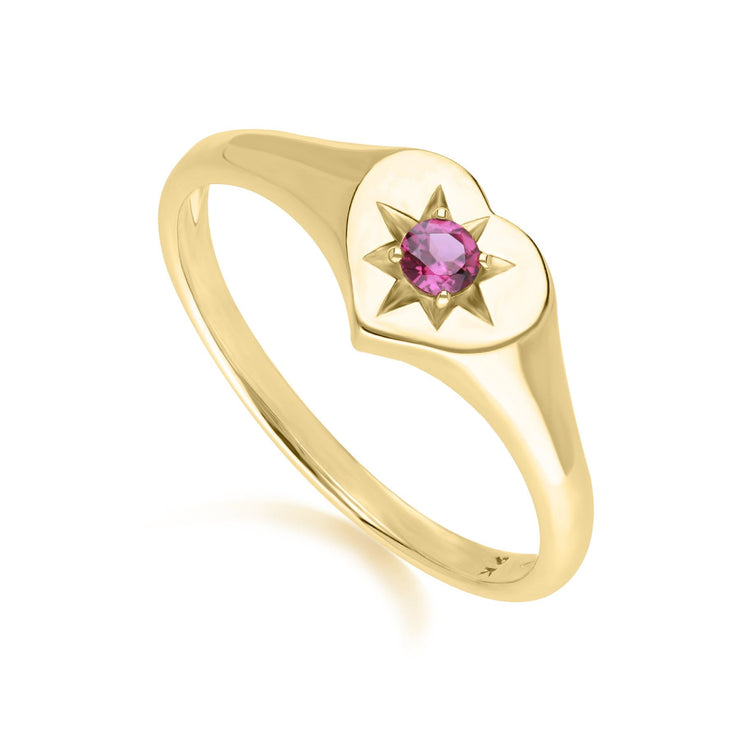 Bague Cœur ECFEW™ 'The Liberator' avec Rhodolite en Or Jaune 375