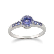 Gemondo Tanzanite Bague, 9 CT or Blanc 0.57ct Tanzanite Bague Du Halo