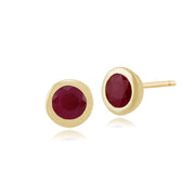 Boucles d'Oreilles Clou Classique Or Jaune 375 Rubis Rond