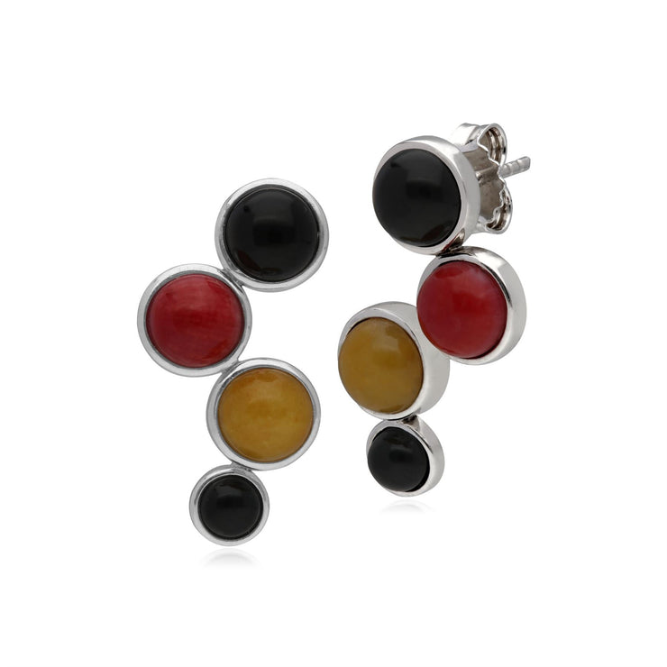 Boucles d'Oreilles «ear-climber» Orbe Kosmos Argent 925 Plaqué Rhodium