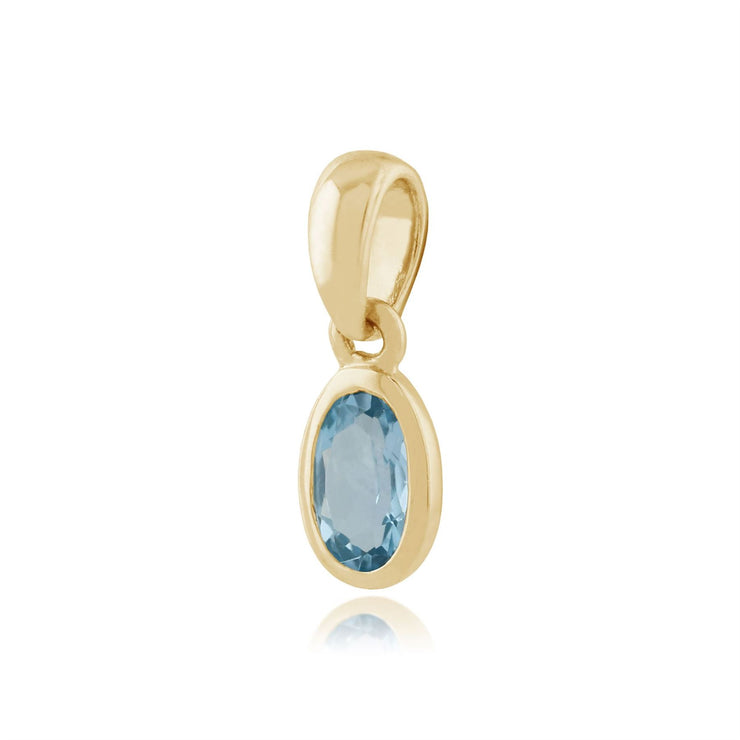 Pendentif Classique Or Jaune 375 Saphir Bleu Clair Oval