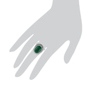 vert Calcédoine scintillant MARCASSITE anneau ovale en en argent sterling 925