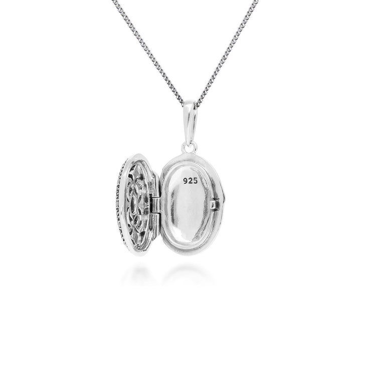 Collier Porte-Photo Style Art Nouveau Argent 925 Péridot Oval