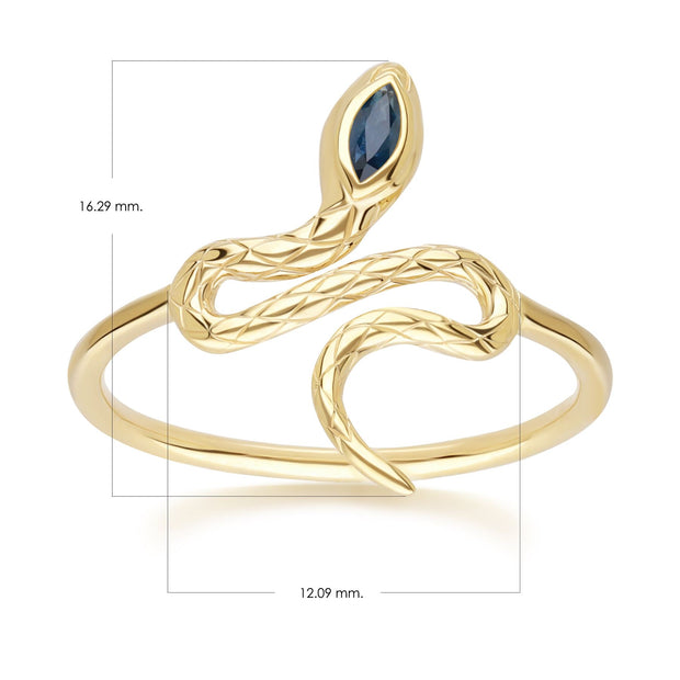 ECFEW™ Bague serpent Saphir en or jaune 9 carats