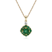 s 9 CT or Jaune Émeraude et Diamant Carré Serti Pendentif sur 45cm Chaîne