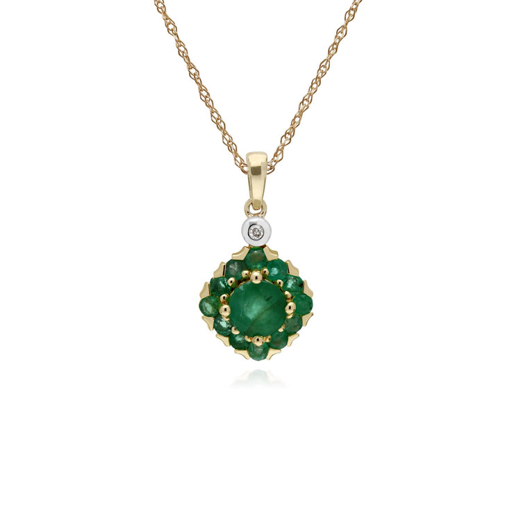 s 9 CT or Jaune Émeraude et Diamant Carré Serti Pendentif sur 45cm Chaîne