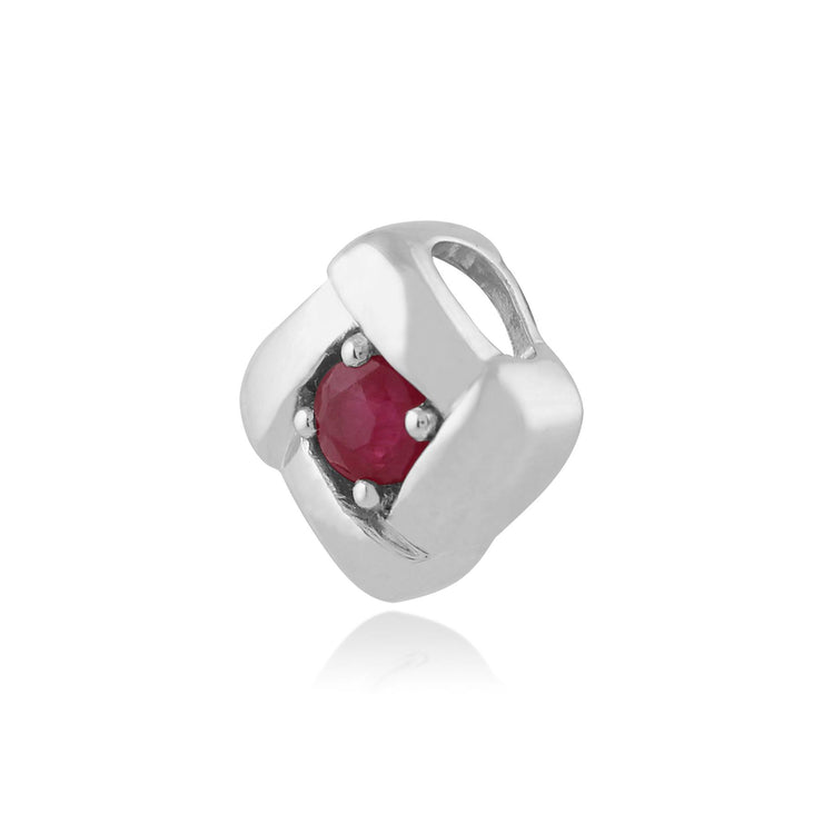 Pendentif Croisé Carré Classique Argent 925 Rubis