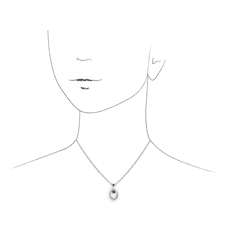 Rubis Collier, en Argent Sterling 925 0,23ct Rubis Pendentif sur 45cm Chaîne