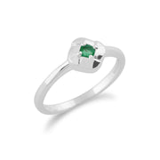Gemondo Émeraude Bague, 925 Sterling Silver 0.11ct Émeraude Carré Croisé Bague