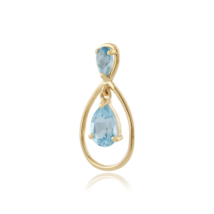 Pendentif Classique Or Jaune 375 Topaze Bleu Poire