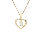 s 9 CT or Jaune Opa Ovale Pierre Unique Coeur Pendentif sur 45cm Chaîne