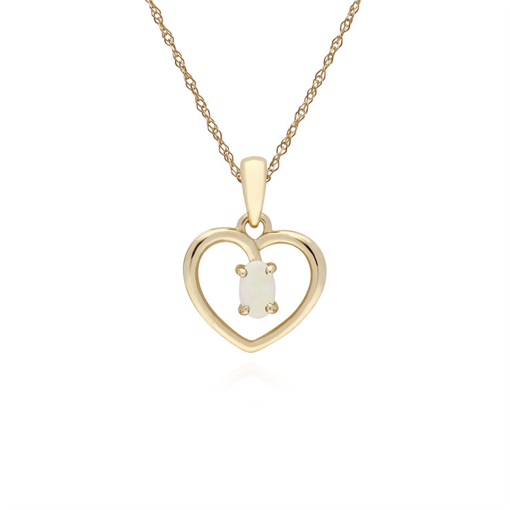 s 9 CT or Jaune Opa Ovale Pierre Unique Coeur Pendentif sur 45cm Chaîne