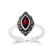 Gemondo Bague Grenat, Argent Marcassite & Grenat Bague Art Nouveau - Grenat