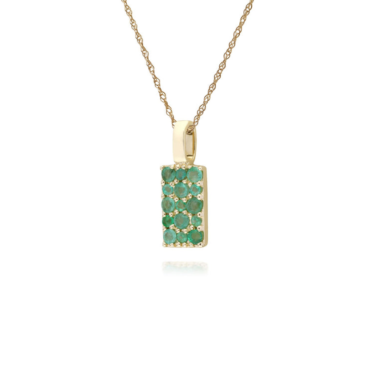 9 CT or Jaune Émaraude Serti Panneau Pendentif sur 45cm Chaîne