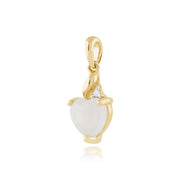 Pendentif et Boucles d'Oreilles Clou Cœur Classique Or Jaune 375 Opale et Diamant