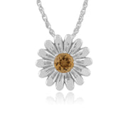 Pendentif Floral Argent 925 Citrine