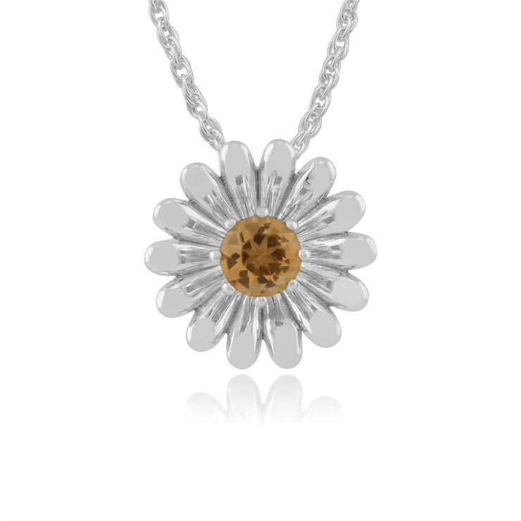Pendentif Floral Argent 925 Citrine