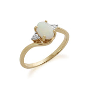 Gemondo Opale Bague, 9ct Or Jaune 0.47ct Opale & Diamant Bague