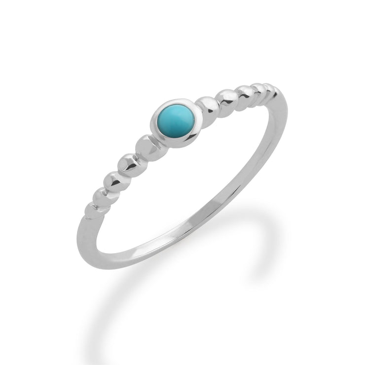 Gemondo Turquoise Bague, 925 Sterling Silver 0.15ct Turquoise Empillable Pierre De Naissance Bague