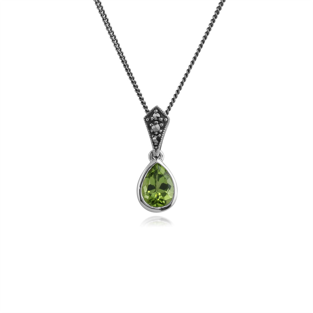 Pendentif Argent 925 Péridot Vert – Style Art Nouveau – Neuf Sans Emballage