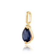 Pendentif Classique Or Jaune 375 Saphir Poire Bleu Clair