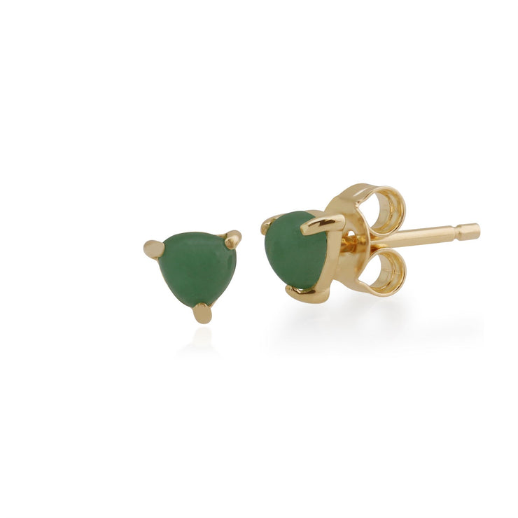 Pendentif et Boucles d'Oreilles Clou Triangulaire Classique Or Jaune 375 Jade