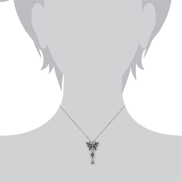 Collier double pendentif papillon argenté - neuf 🦋 (52) (Neuf (Voir Collier double pendentif papillon argenté - neuf 🦋 (52) (Neuf (Voir