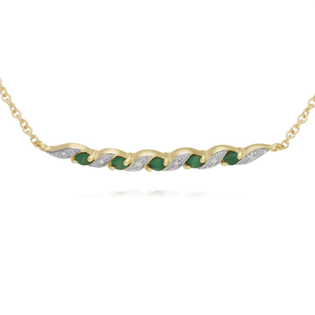 9 ct or Jaune Émeraude et Diamant Spirale 19cm Bracelet