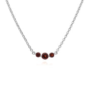 Collier et Bague Classique Argent 925 Grenat Trois Pierres