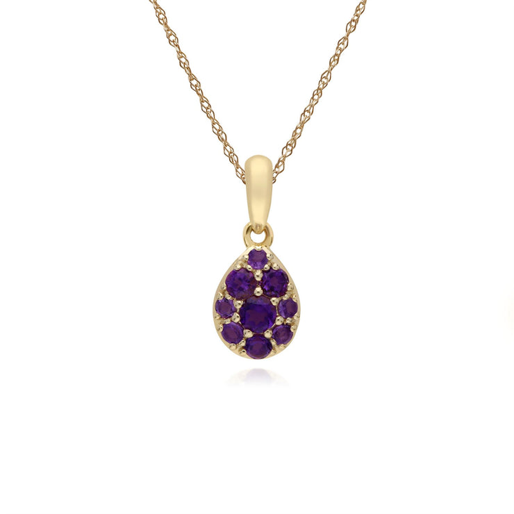 s 9 CT or Jaune Améthyste Poire Serti Pendentif sur 45cm Chaîne