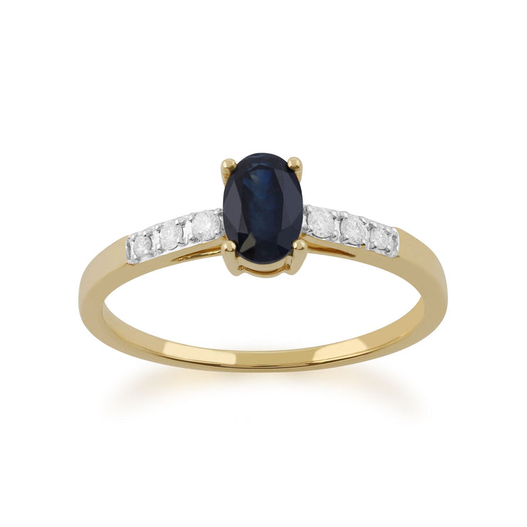 Gemondo Bague Saphir, 9ct or Jaune Saphir & Diamant Ovale Bague Solitaire - Saphir