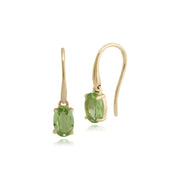 Boucles d'Oreilles Pendantes Classique Or Jaune 375 Péridot Ovale serti Griffe