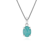 s Argent Sterling Amazonite Pierre Unique Ovale 45cm Collier